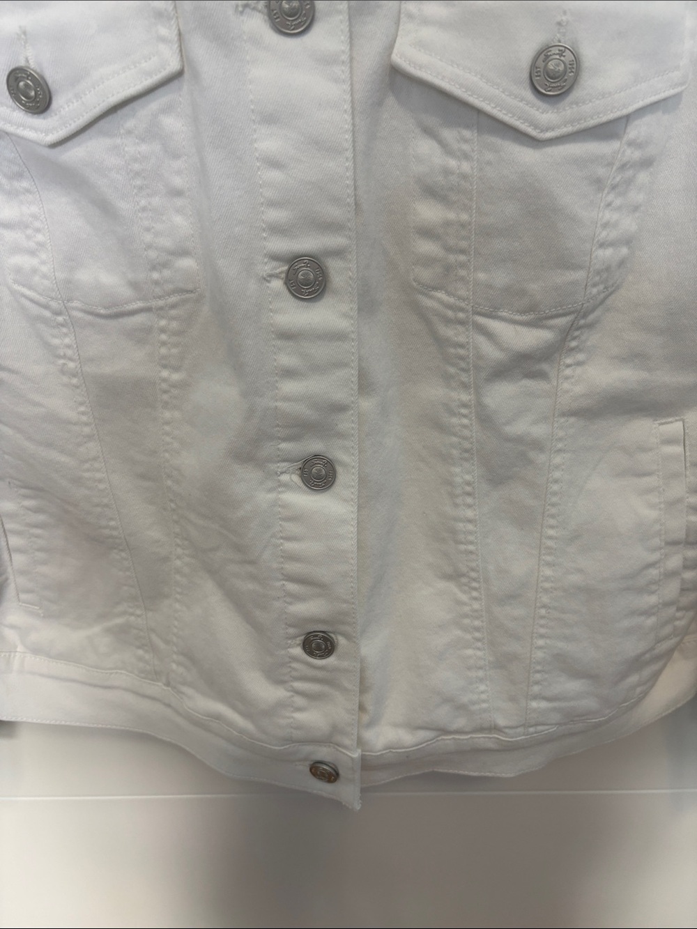 Seven7 White Denim Jacket with Button Front - Picture 4 of 8